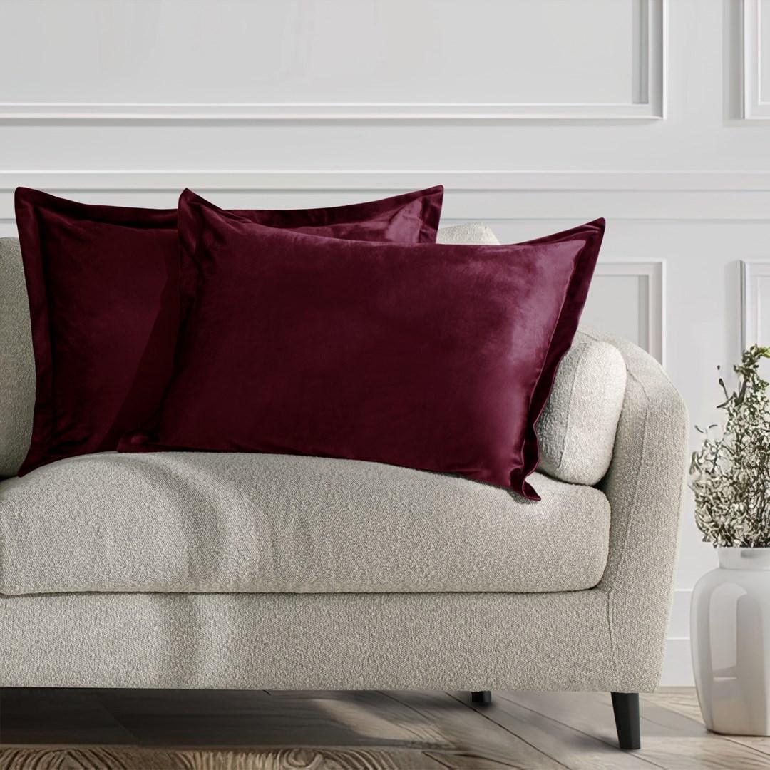 Pudebetræk fløjl 50×70 cm - vinrød, sæt af 2 - AmeliaHome billede