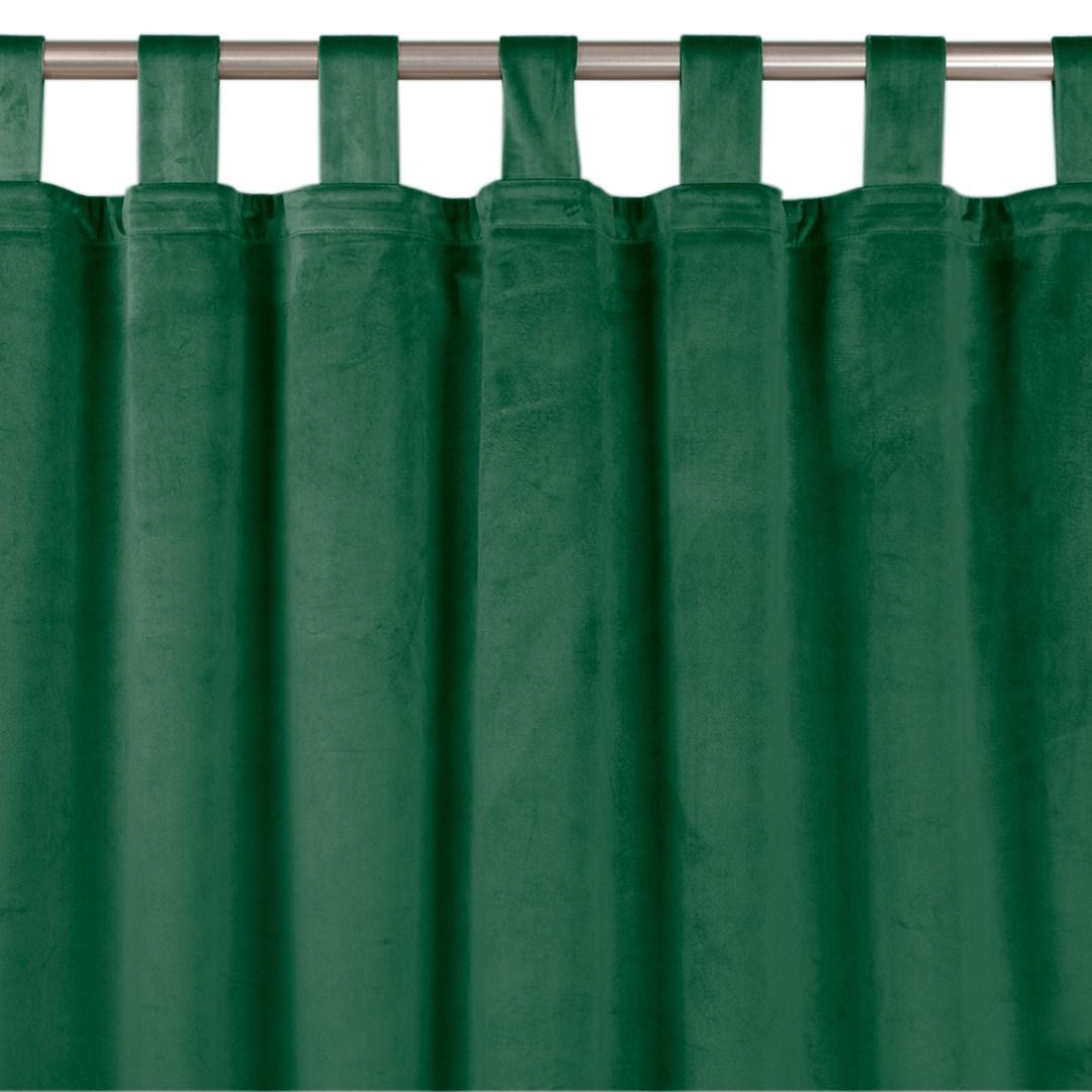Mørklægningsgardin fløjl 200×175 cm - flaskegrøn, HOMEDE VILA med stropper billede