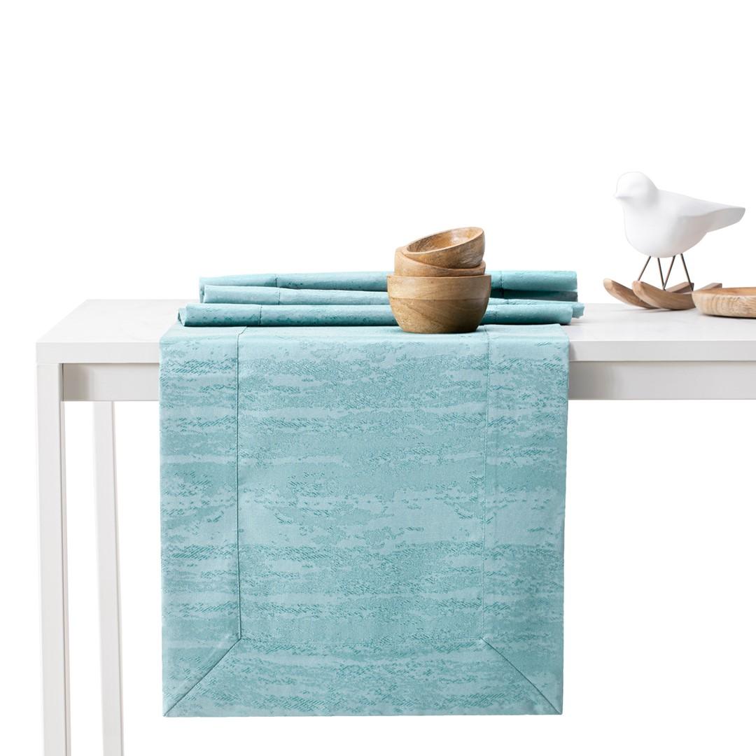 Dug AmeliaHome Vesta - blå, præget, sæt 115×300 + løber 35×300 billede