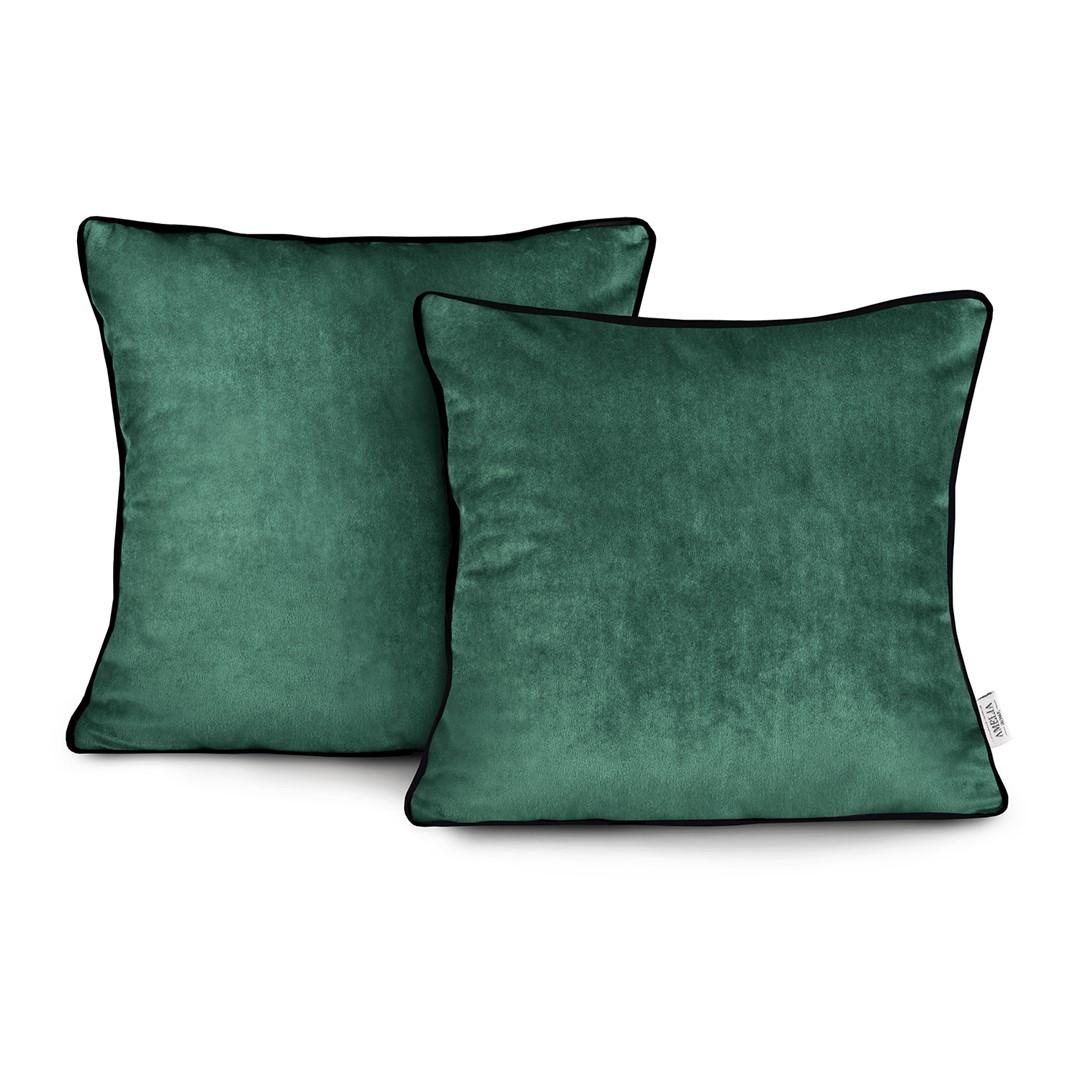 Pudebetræk fløjl 45x45 cm - flaskegrøn, 2-pak - AmeliaHome billede
