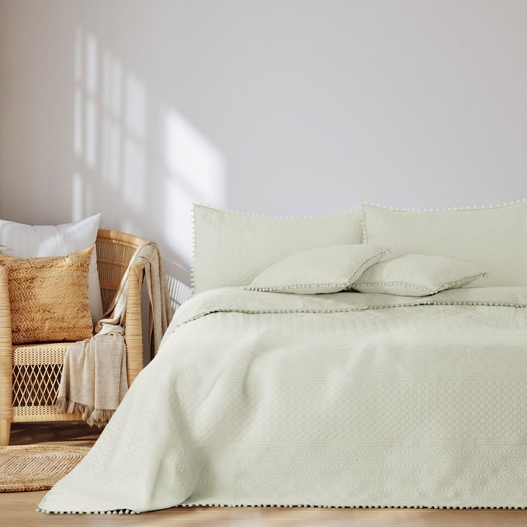 Sengetæppe mikrofiber 170x210 - AmeliaHome Meadore, creme billede