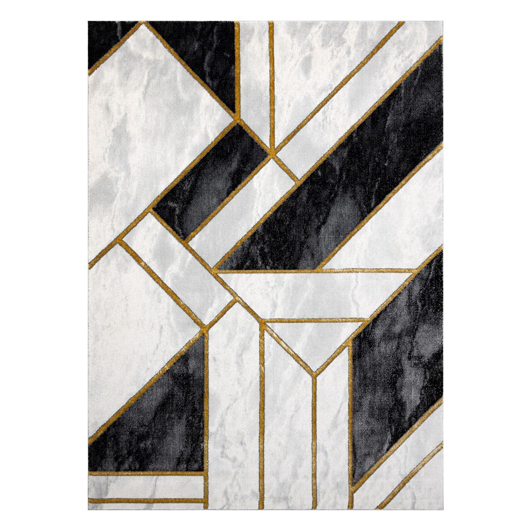 Gulvtæppe Hakano Estema Marble 3 - sort/creme/sennepsgul, 80×150 cm billede
