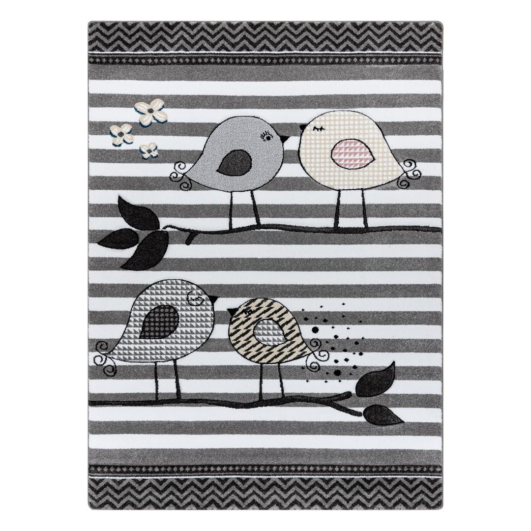 Gulvtæppe 120x170 grå - Hakano Tinies Birds billede