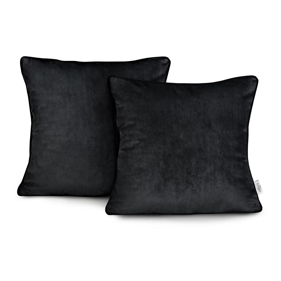 Pudebetræk fløjl 45x45 cm - sort, sæt af 2 - AmeliaHome billede