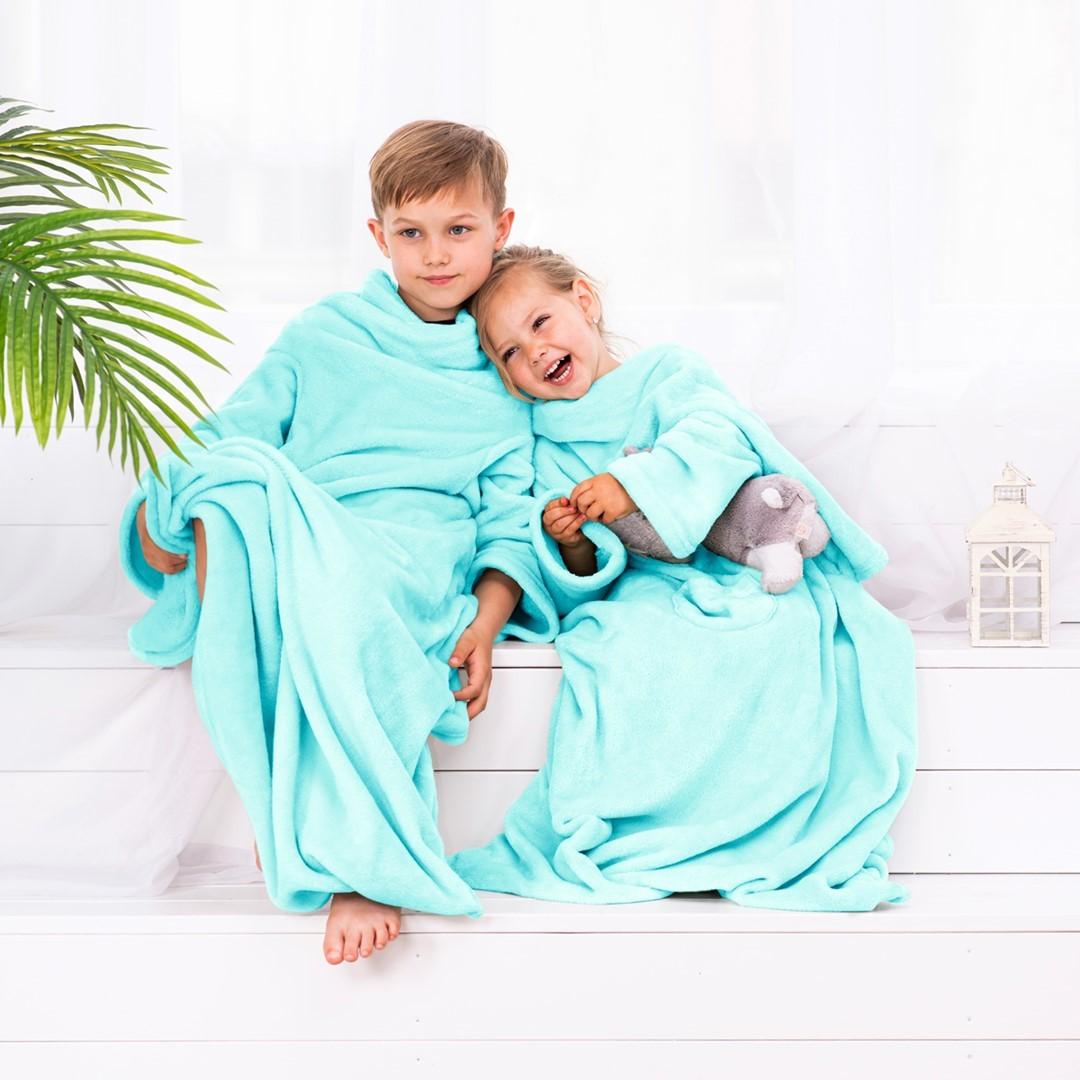 Sengetæppe til børn DecoKing Lazykids - turkis, 90×105 cm billede