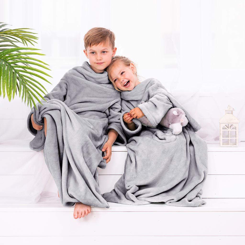 Sengetæppe til børn 90×105 cm - DecoKing Lazykids, grå, glat billede