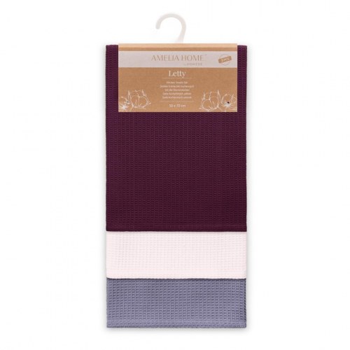 Viskestykker 50×70 cm Letty – sæt af 3 i lyserøde og violette nuancer