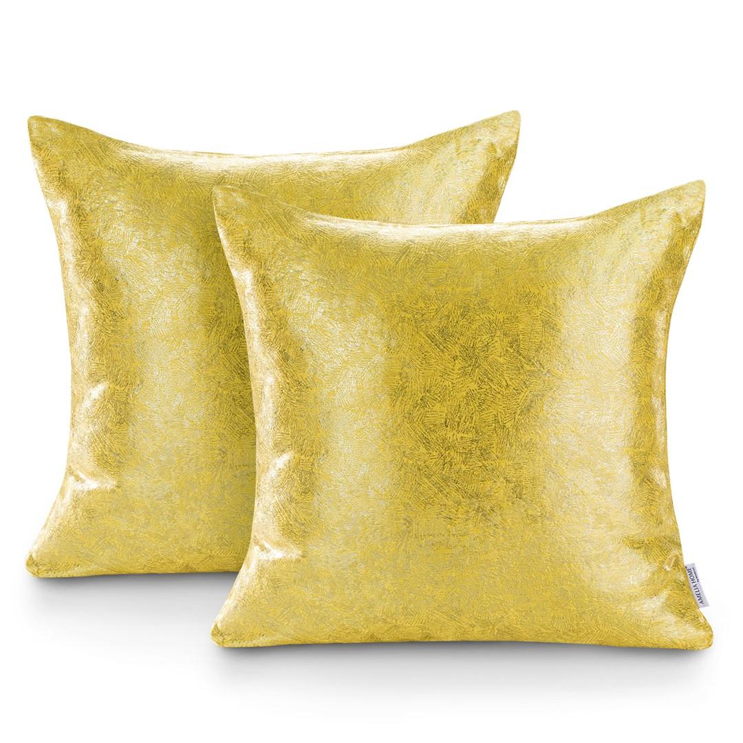 Pudebetræk 45x45 gul - Veras blackout suede shine (sæt á 2) billede