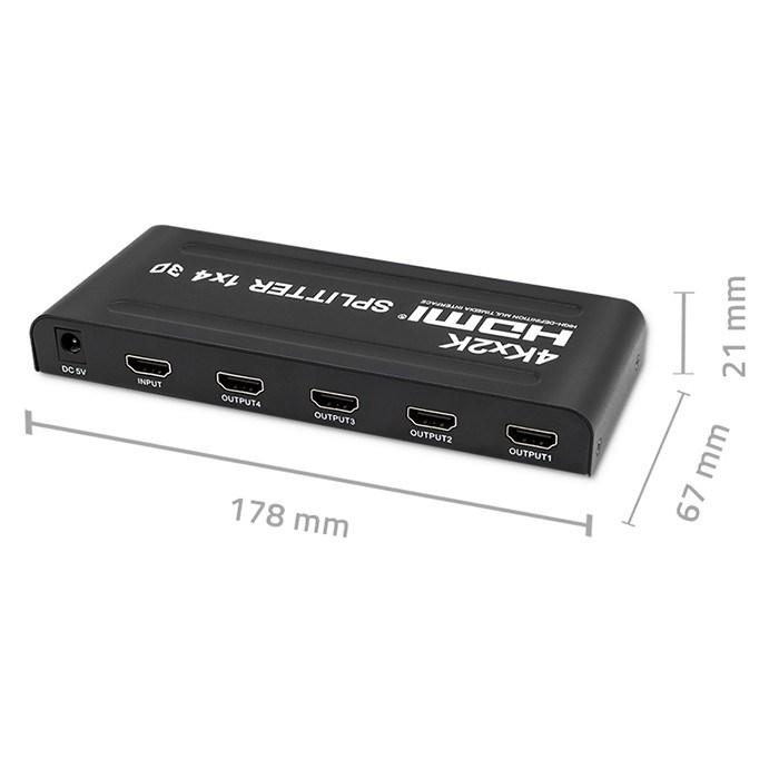HDMI splitter 1x4 4K – Qoltec 51798, aktiv, 3,4 Gb/s billede