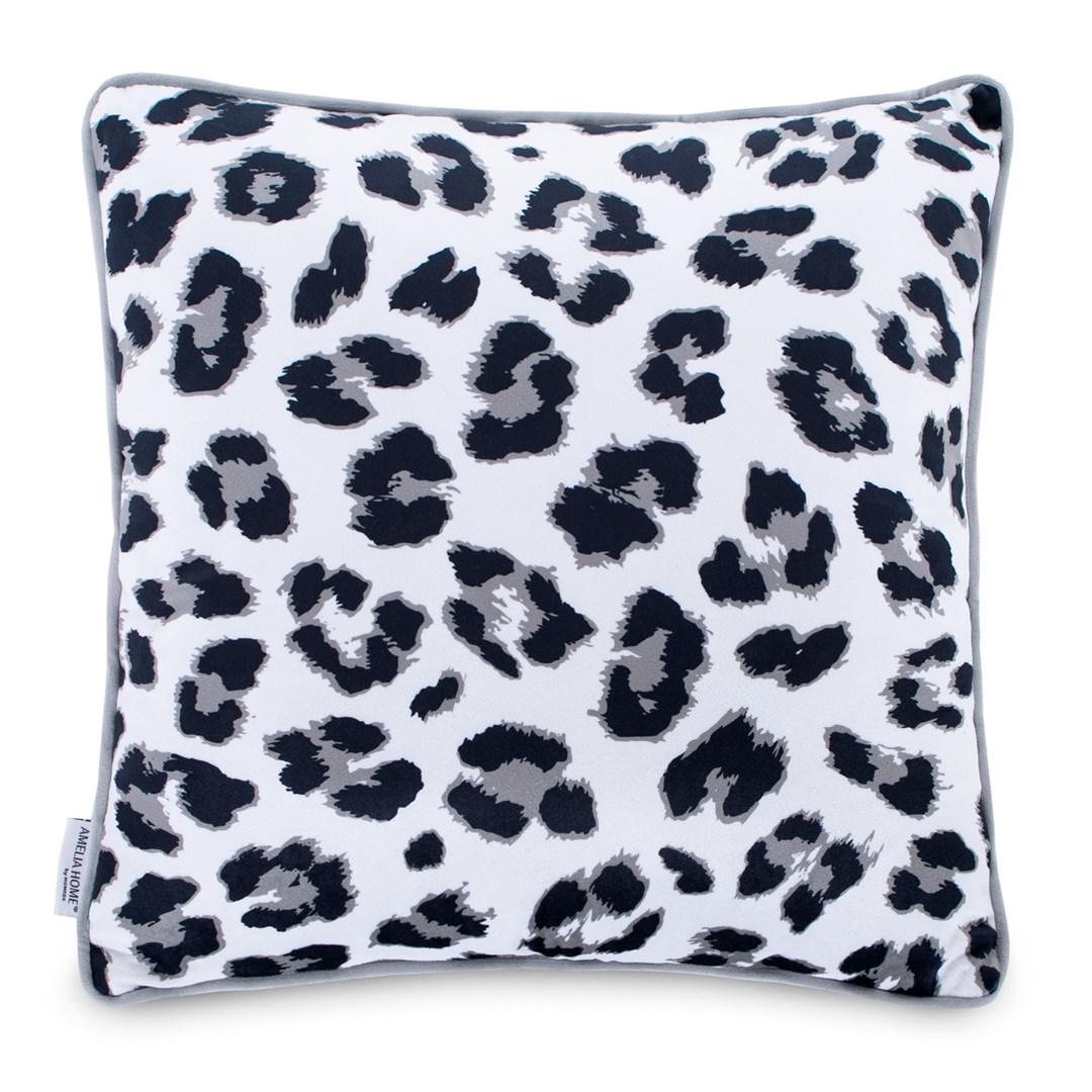 Pyntepude 45x45 cm – AmeliaHome WILD, hvid leopardprint i fløjl billede