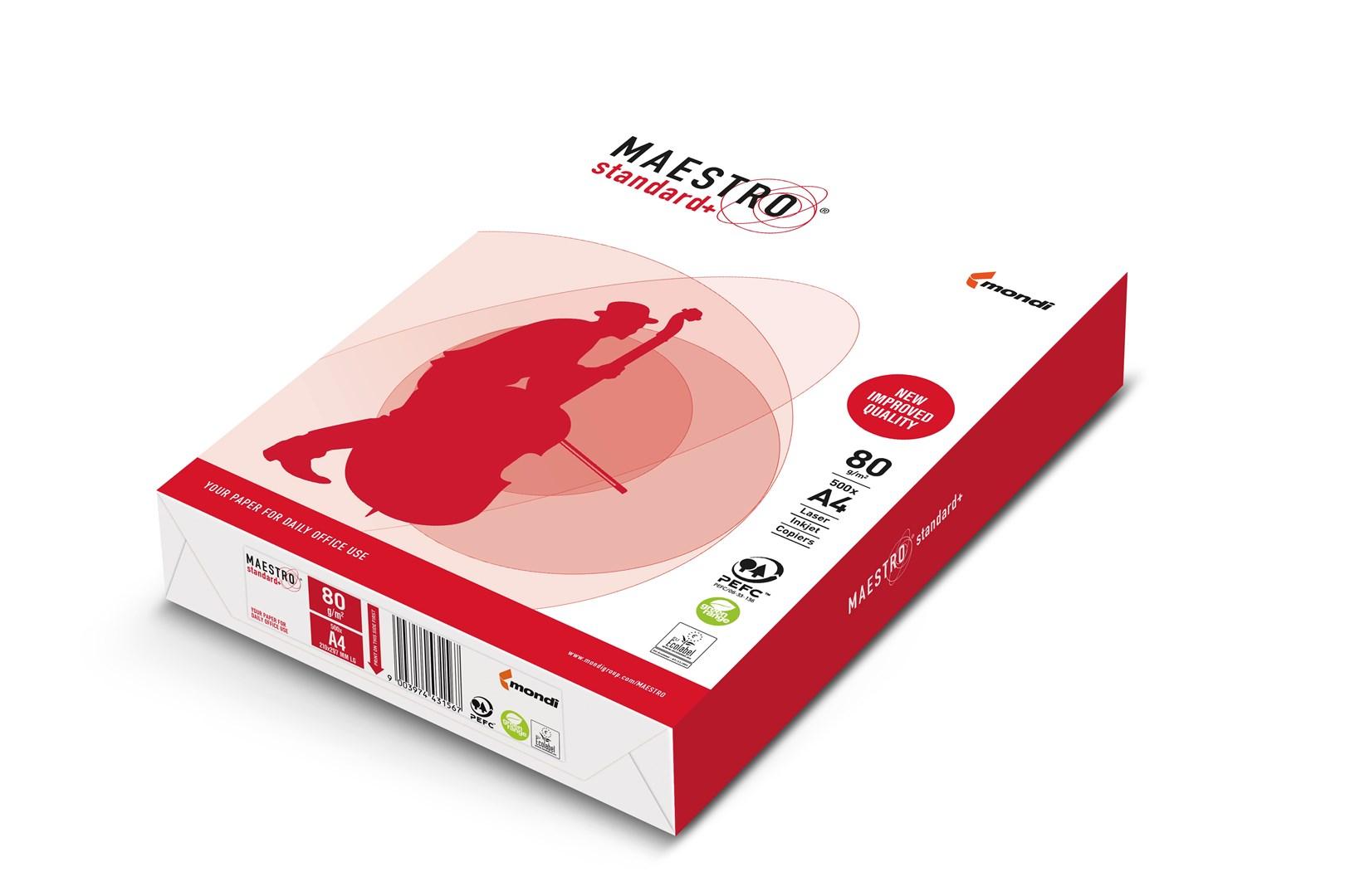 Kopipapir A4 80 g/m² - Igepa Maestro Standard Plus, 500 ark, hvid, mat billede