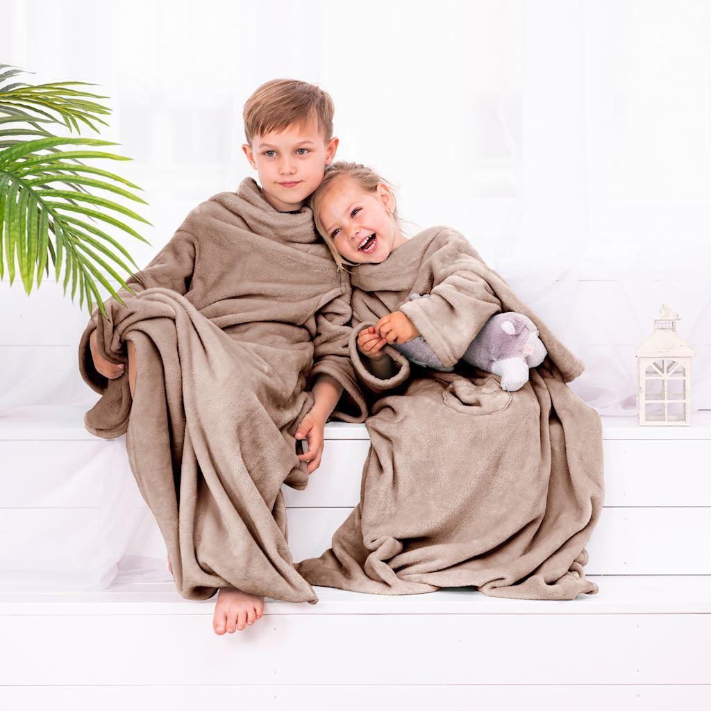 Sengetæppe med ærmer til børn DecoKing Lazykids - beige 90×105 billede