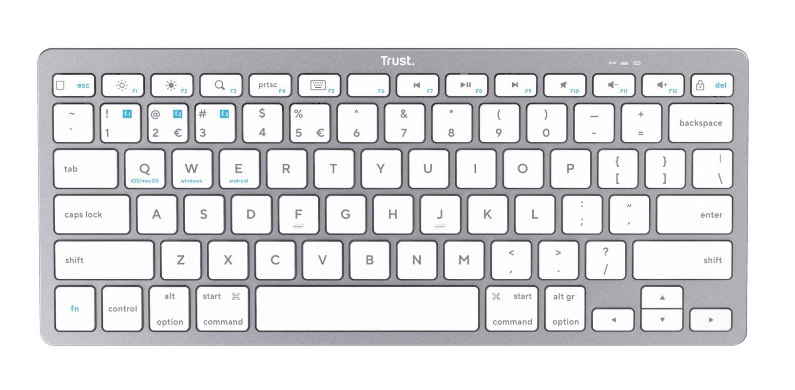 Trådløst tastatur - Trust Basic IS, sølv billede