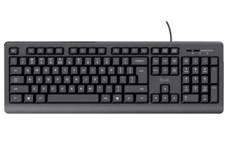 Tastatur USB med numerisk – Trust Basics, QWERTY US, sort billede