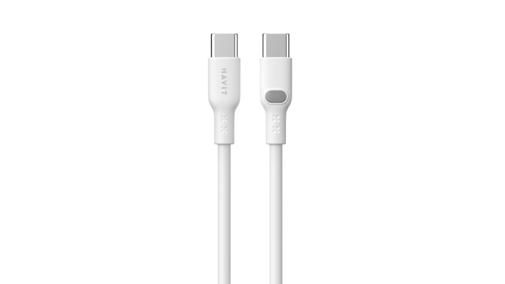 USB-C kabel Havit CB6280 1 m – hvid, 100 W PD billede