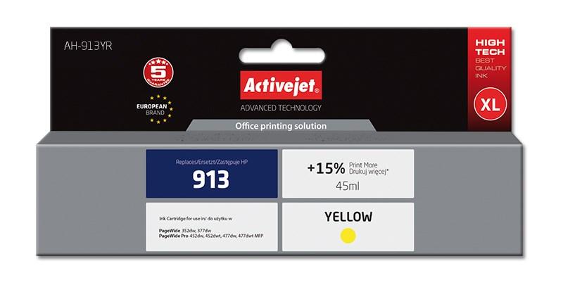 Blækpatron til printer – Activejet AH-913YR gul XL, kompatibel med HP 913 (F6T79AE), 45 ml billede