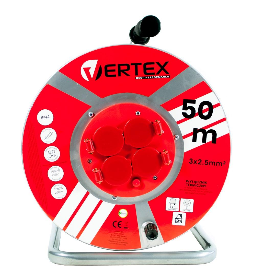 Kabeltromle VERTEX 50 m - 3×2,5 mm², 4 udtag, IP44 billede