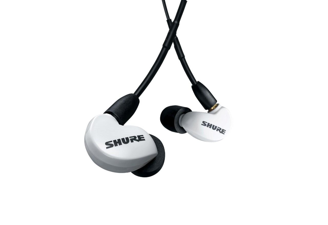 Høretelefoner in-ear Shure AONIC 215 med enkelt transducer og 3,5 mm kabel (hvid)