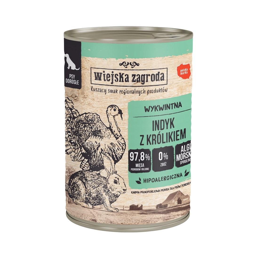 Hundefoder vådfoder wiejska zagroda kalkun med kanin – 400 g billede