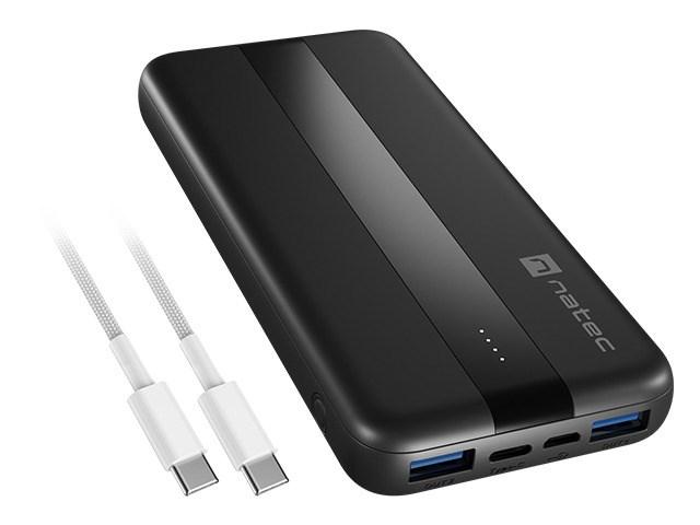 Powerbank NATEC Trevi Slim Q V2 10.000 mAh – sort billede