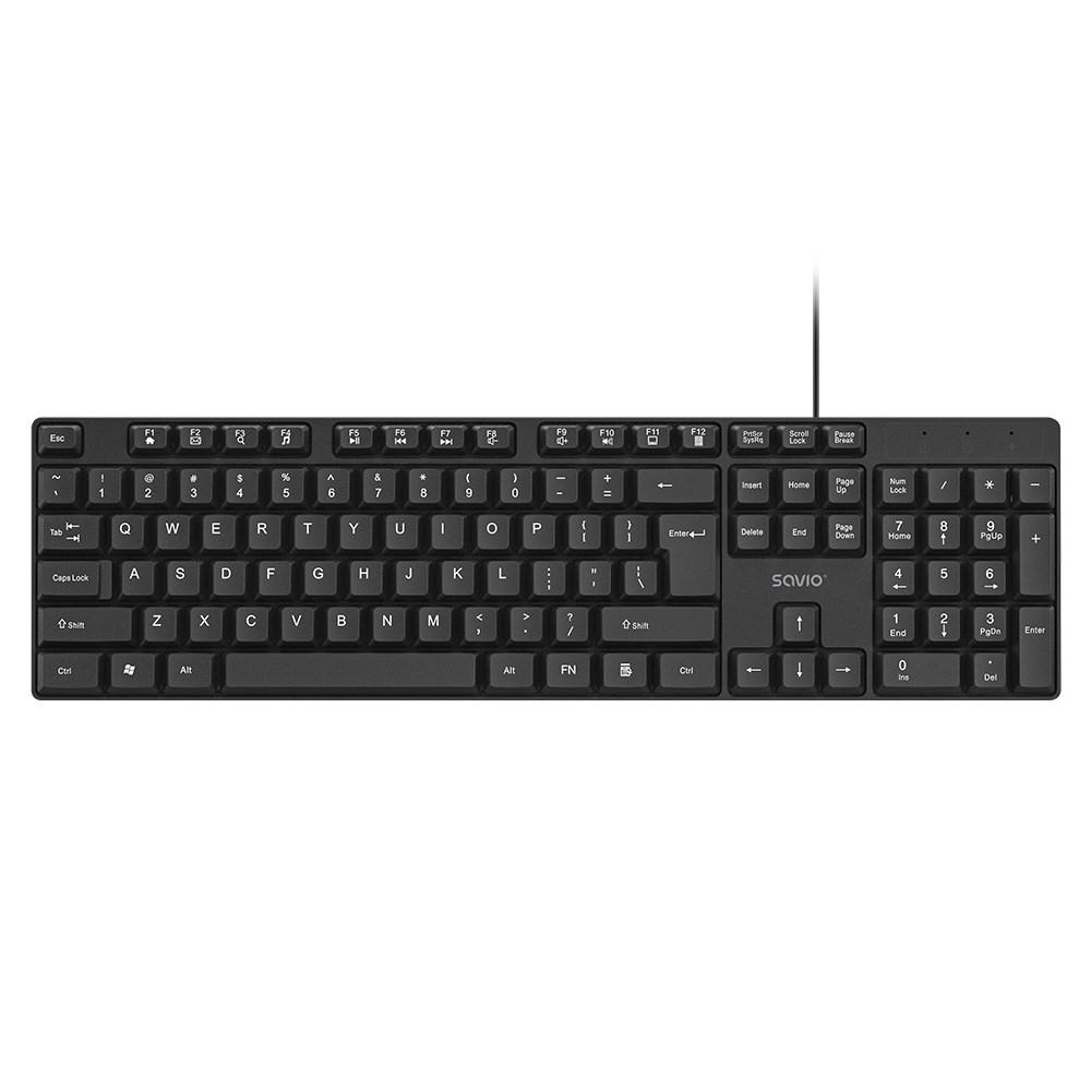 Tastatur med kabel Savio KB-01 – fuld størrelse, USB, sort billede