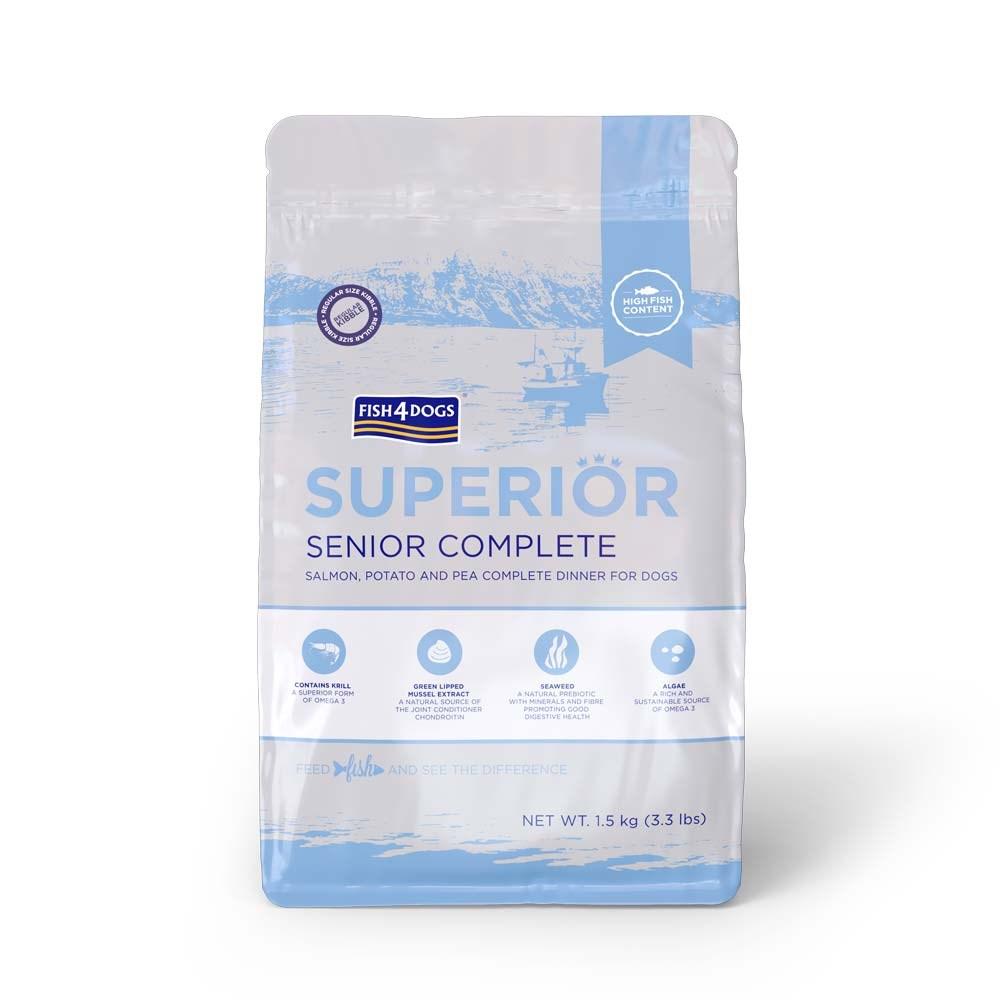 Hundefoder tørfoder FISH4DOGS Superior Senior med laks 1,5 kg billede