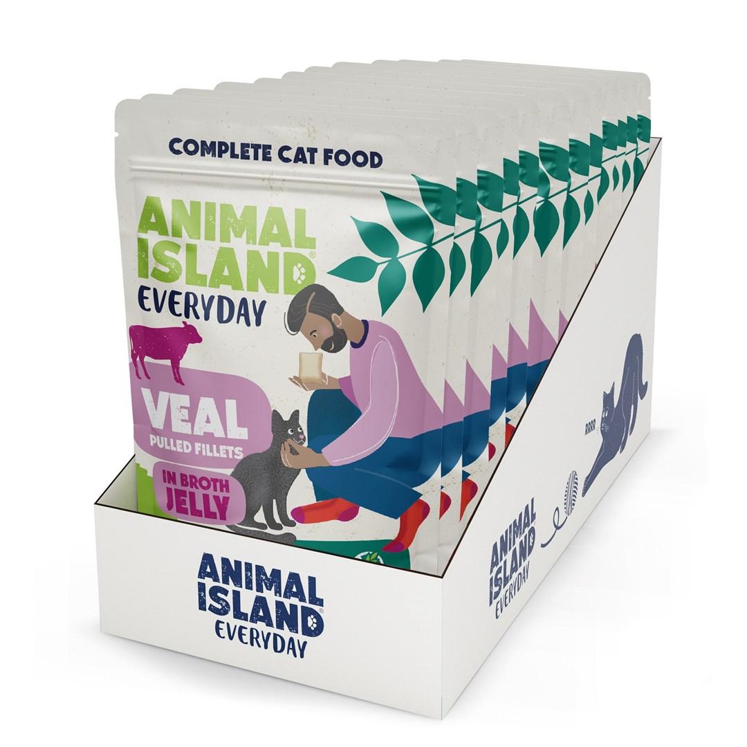 Vådfoder til kat - ANIMAL ISLAND Everyday Jelly Kalv, 12 x 85 g billede