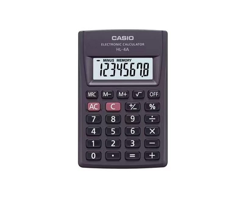 Lommeregner 8-cifret Casio HL-4A-B, 56 × 87 mm, sort