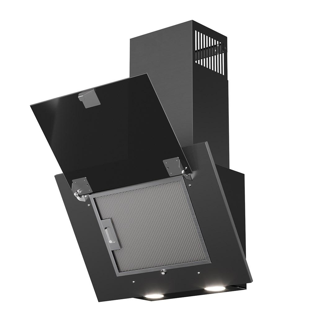 Emhætte vægmonteret MAAN Vertical PG 50 - mat sort glas/stål, 50 cm billede