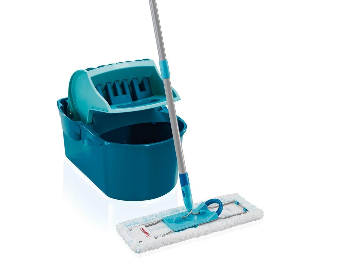Gulvmoppe sæt LEIFHEIT Dry & Wet Microfibre, 8 l spand, blå/grå billede