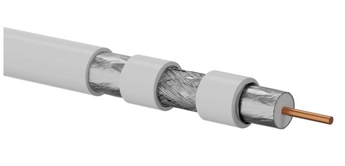 Antennekabel coax RG6 75 ohm – A-LAN, 100 m, hvid billede