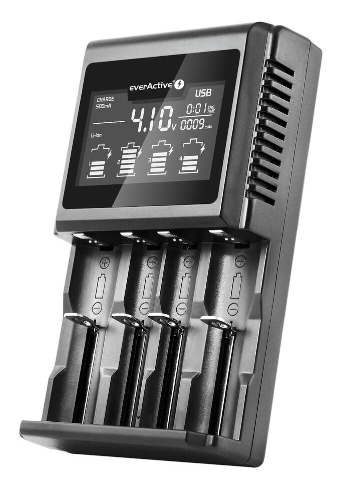 Batterioplader everActive UC-4000 – 4 slots, Li‑ion/Ni‑MH billede