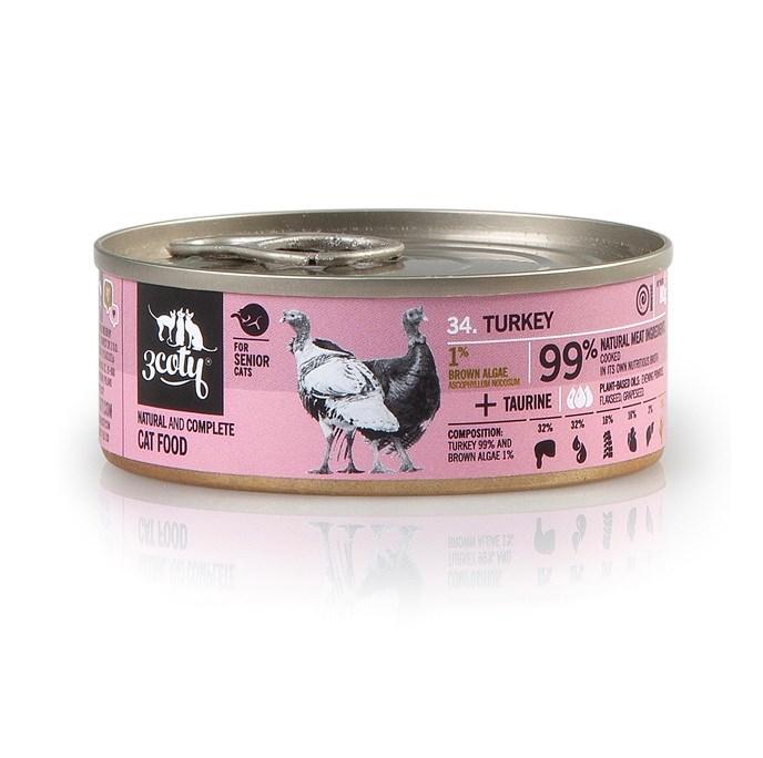 Vådfoder til kat – 3coty Turkey Senior, 80 g billede