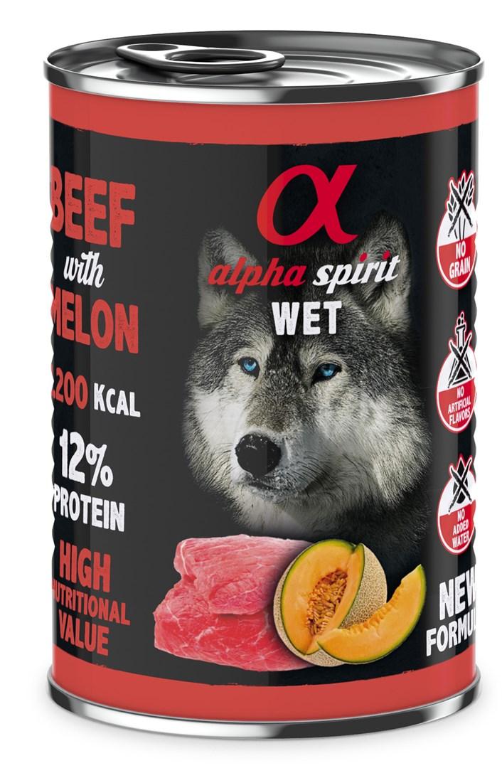 Hundefoder vådfoder - alpha spirit Oksekød med melon, 400 g billede