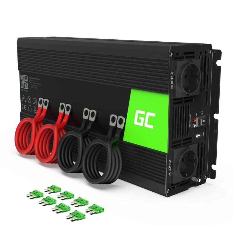 Strøminverter 12V til 230V 3000 W - Green Cell INV12, sort billede