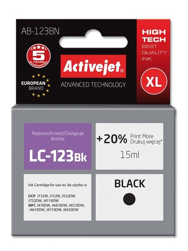 Blækpatron til Brother – Activejet LC123Bk/LC121Bk, XL, sort, 15 ml billede
