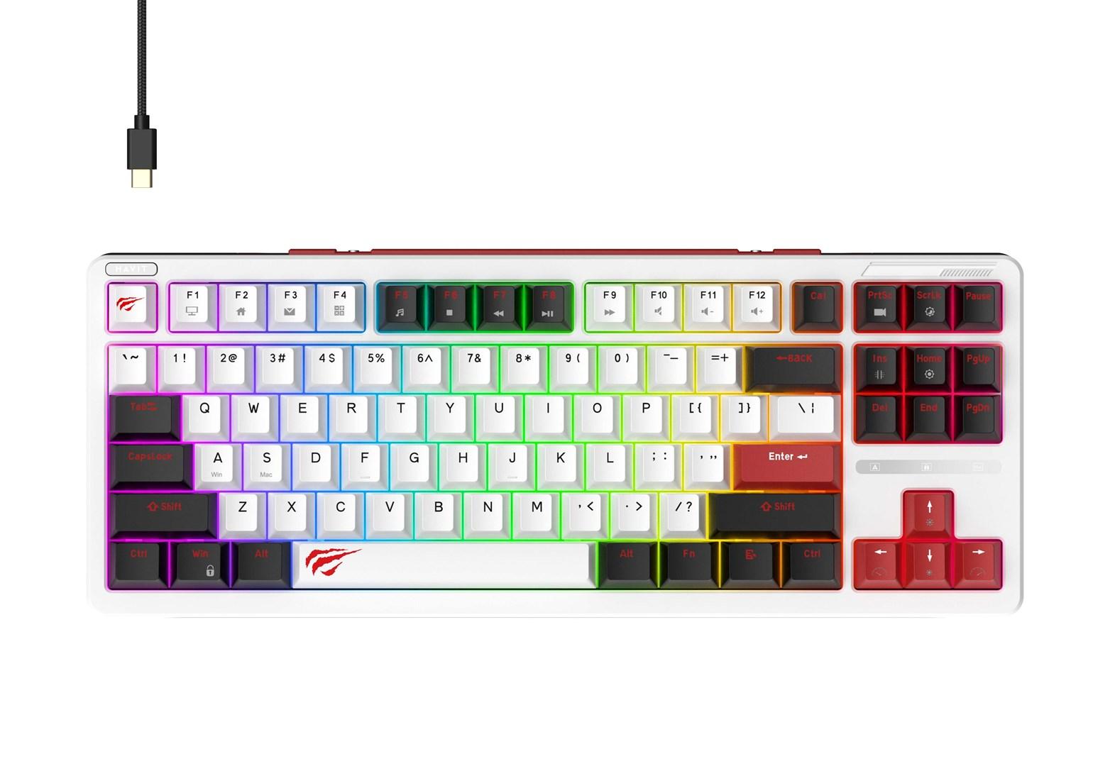 Gaming tastatur Havit KB902L - mekanisk, RGB, 88 taster billede