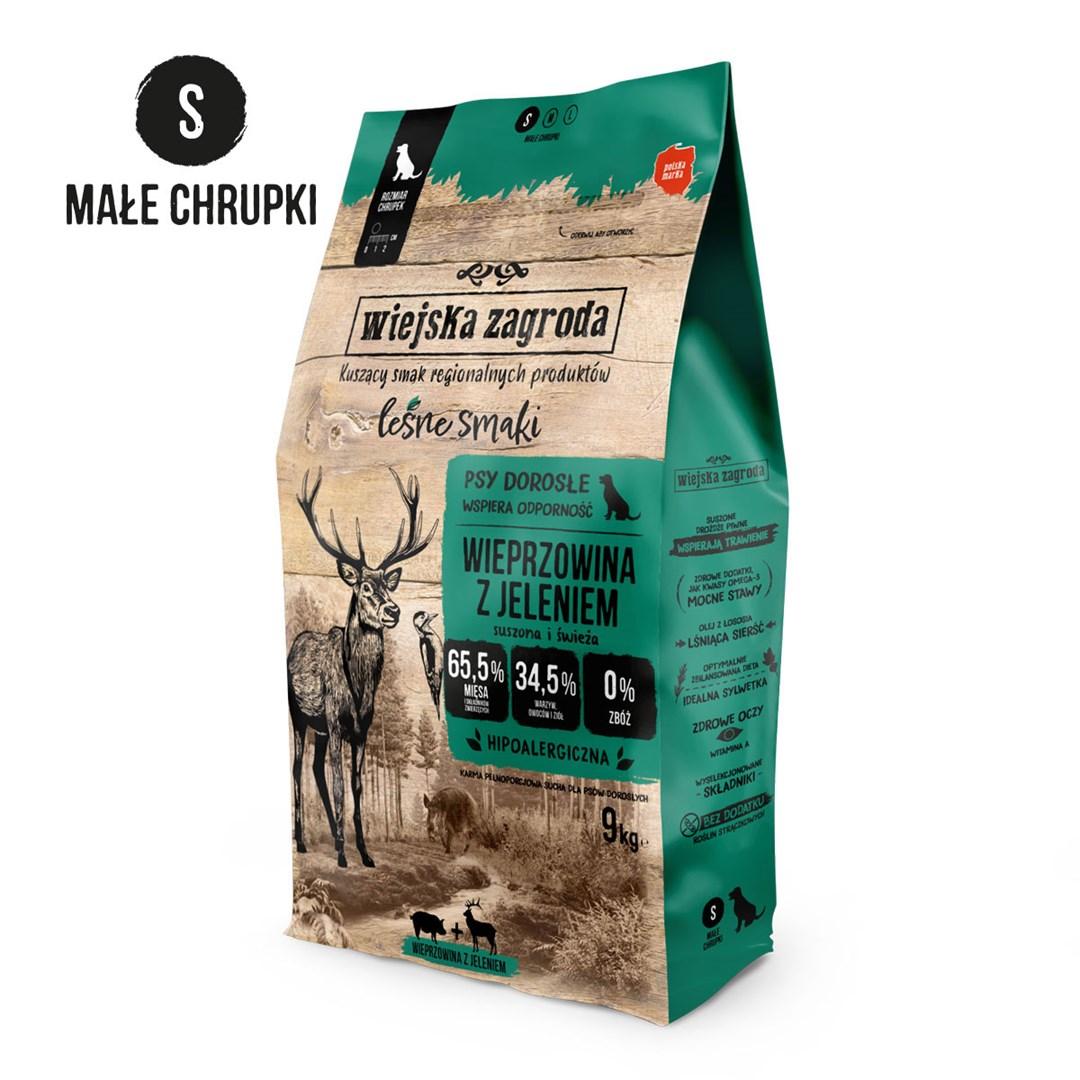 Hundefoder tør – wiejska zagroda Forest Flavors, svinekød med vildt, små kroketter S, 9 kg billede