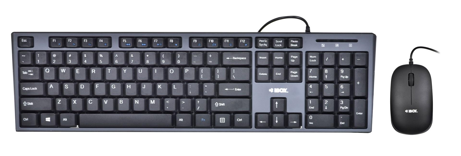 Tastatur med mus - iBox IKMS606, USB, fuld størrelse, sort billede