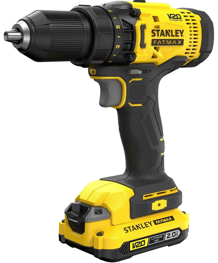 Stanley Fatmax V20 SFMCD700D2A - Bor/driver - ledningfri - 2-hastigheders - nøgleløs borepatron 13 mm - 50 N·m - 2 batterier, inkluderet oplader - 18 V