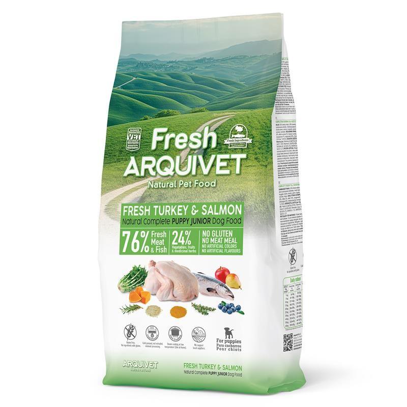Hundefoder til hvalpe ARQUIVET Fresh – kalkun & laks, semi-blødt, 10 kg billede