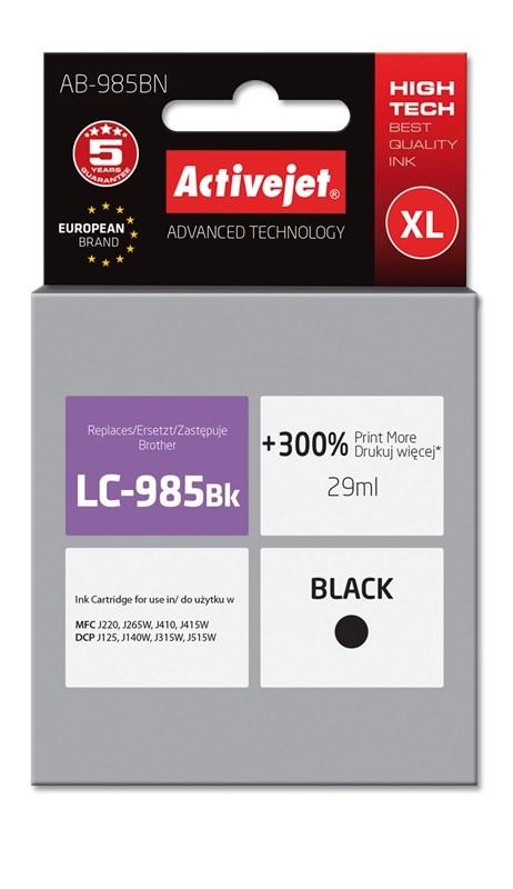 Blækpatron til Brother – Activejet AB-985BN, LC985Bk kompatibel, sort, 29 ml, XL billede