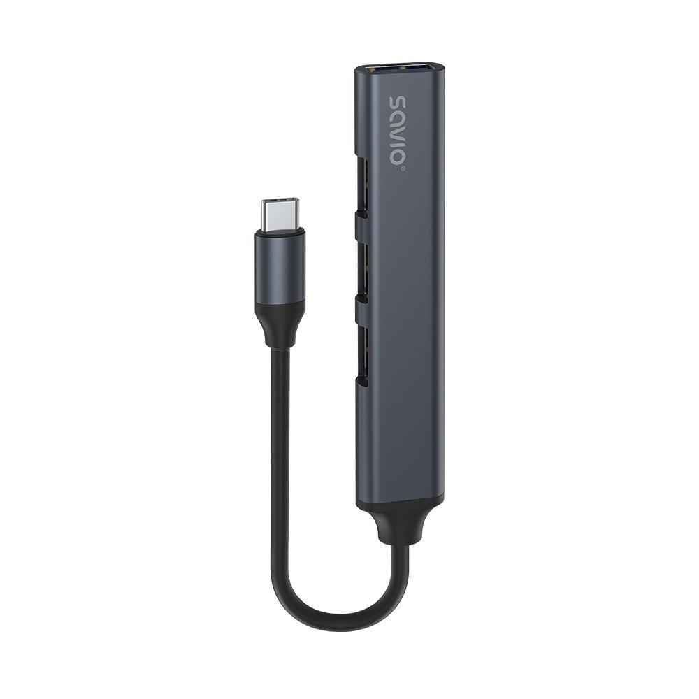 USB-C hub Savio AK-71 – 4-i-1 med 3 × USB-A 2.0 og 1 × USB-A 3.0 (5 Gbit/s) billede