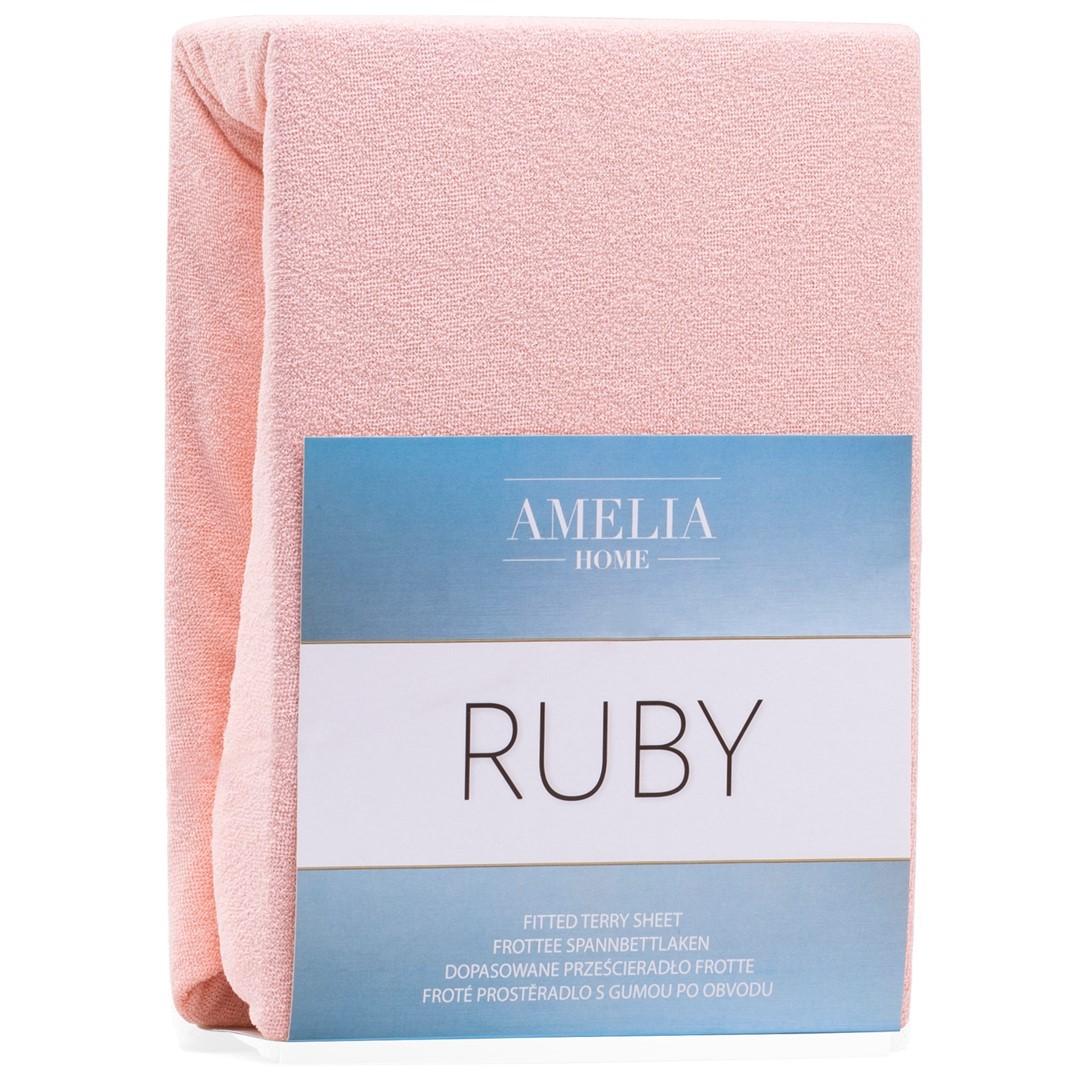 Stræklagen frotte 120-140x200 pudderlyserød - AmeliaHome Ruby billede