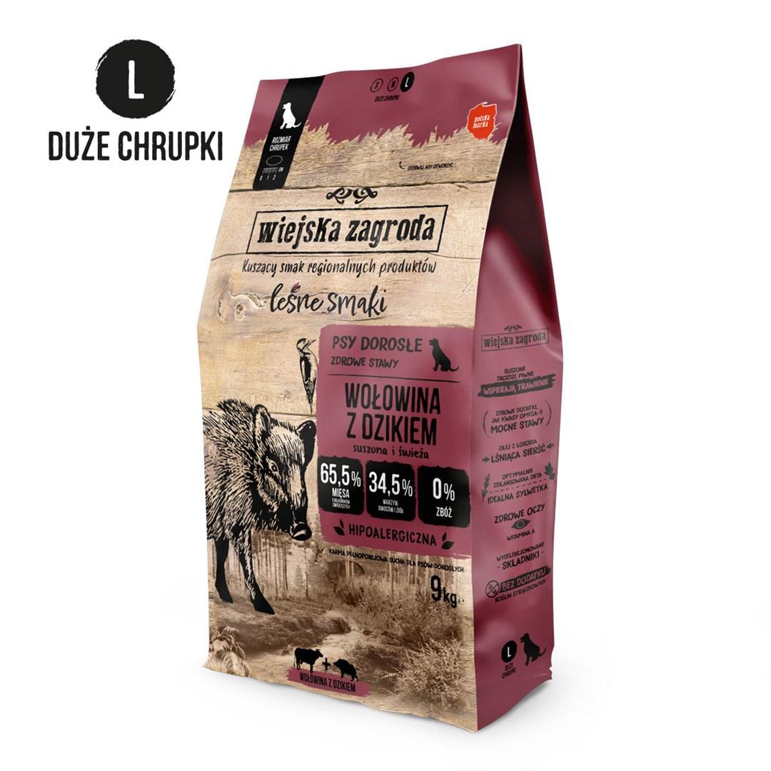 Hundefoder tørfoder – wiejska zagroda Beef with Wild Boar L, 9 kg billede