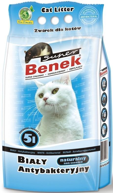 Kattegrus klumpende - Super Benek White Antibacterial 5 l billede
