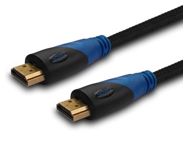 HDMI-kabel 2 m – Savio CL-48, HDMI Type A, sort/blå billede