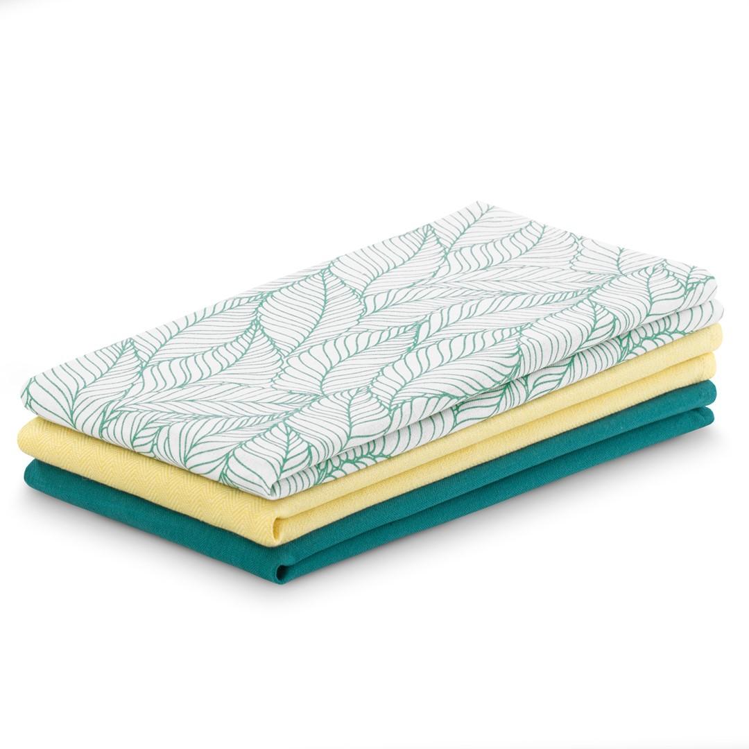 Viskestykker 3-pak Letty turkis/gul 50×70 cm - AmeliaHome billede
