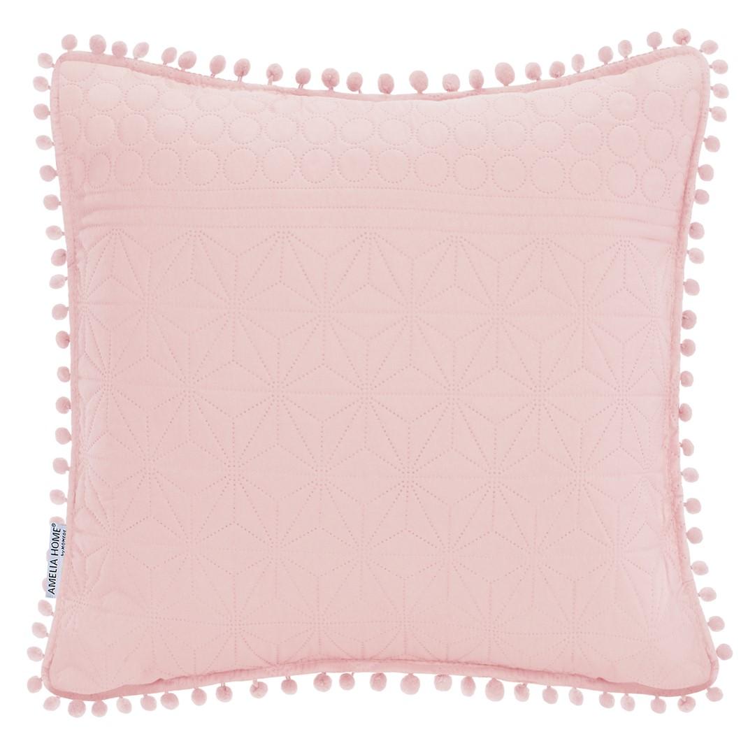Pyntepude med pomponer Meadore 45×45 cm – pudderlyserød, AmeliaHome billede