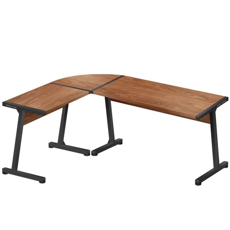 Gaming bord L-form MARK ADLER Leader 5.5 WN – hjørneskrivebord i valnød/ sort billede